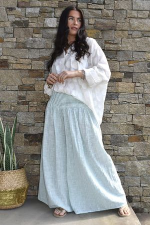 Marina Chalk Stripe Palazzo Pant Mint Cream /9=